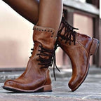 Braune Damen Leder Schnürstiefel – Freya EB
