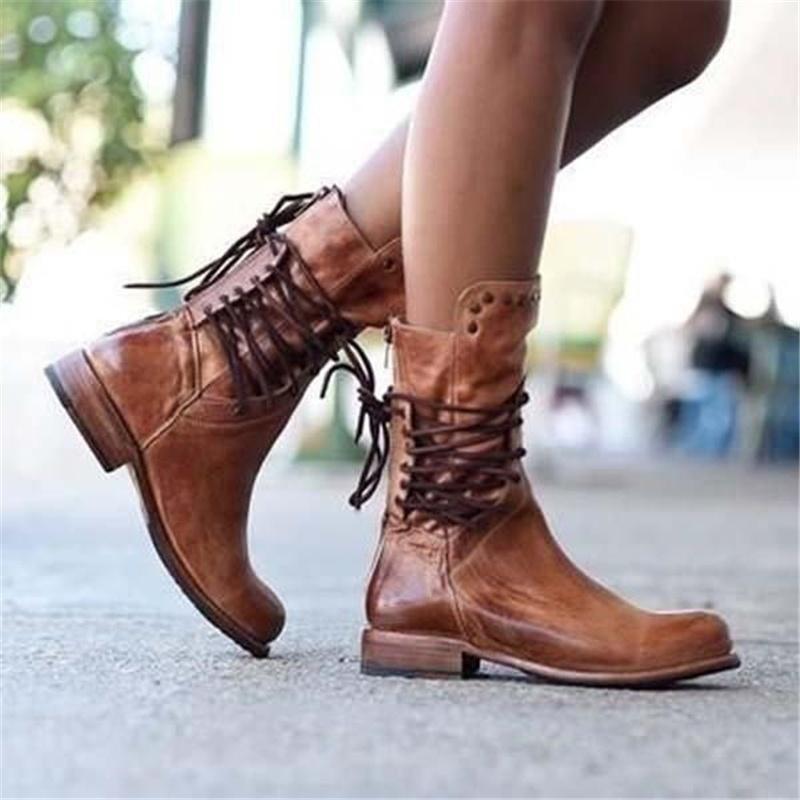 Braune Damen Leder Schnürstiefel – Freya EB
