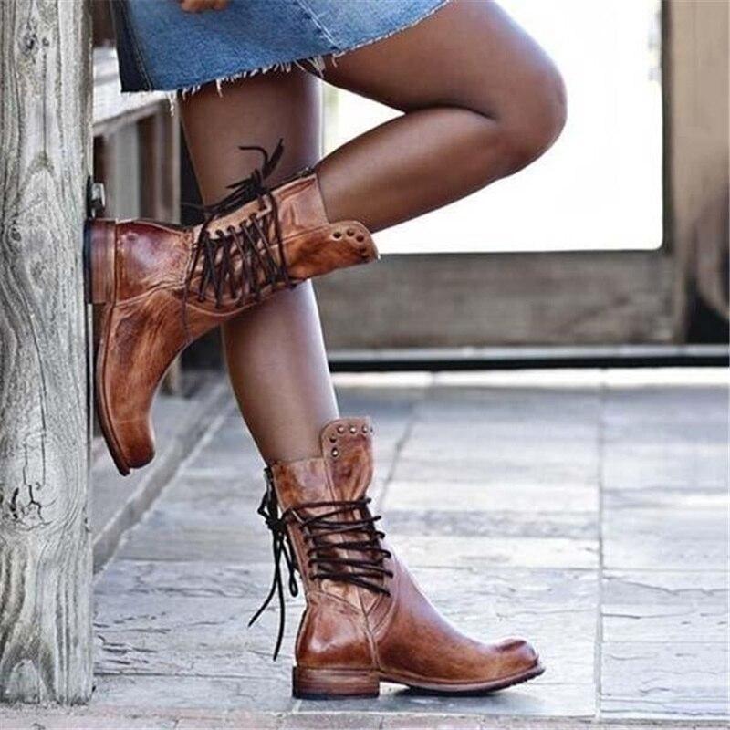 Braune Damen Leder Schnürstiefel – Freya EB