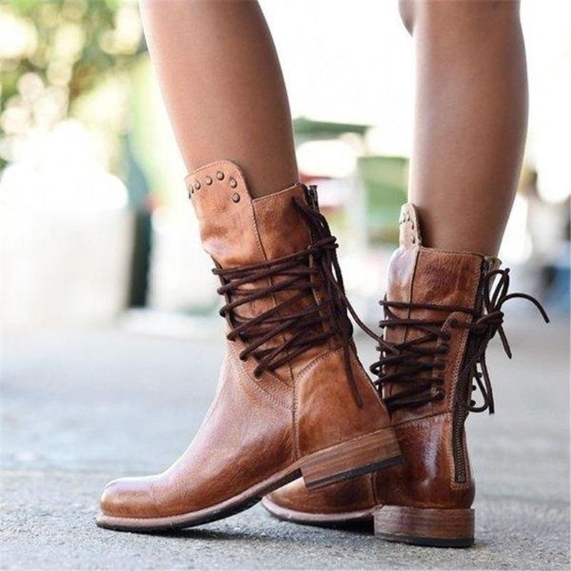 Braune Damen Leder Schnürstiefel – Freya EB
