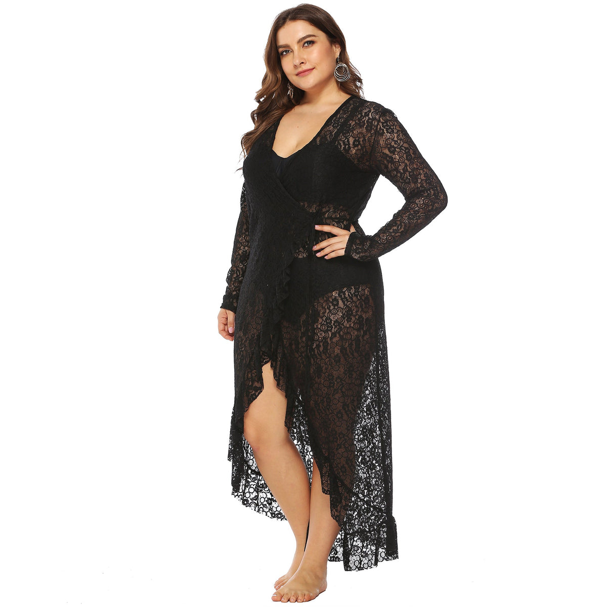Damen eleganter Spitzen-Strandüberwurf EB