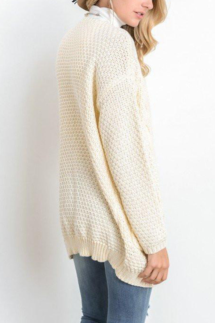 Damen Grober Strickcardigan mit offener Front und praktischen Taschen EB