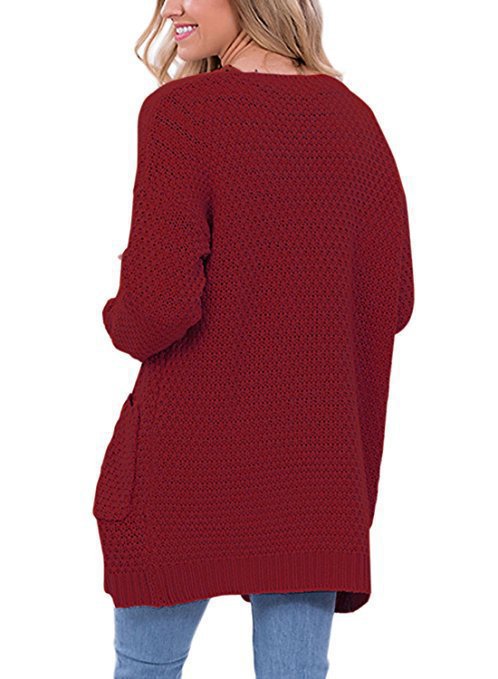 Damen Grober Strickcardigan mit offener Front und praktischen Taschen EB