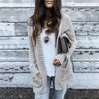 Damen Grobstrick-Cardigan mit aufgesetzten Taschen und lässigem Schnitt EB