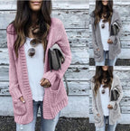 Damen Grobstrick-Cardigan mit aufgesetzten Taschen und lässigem Schnitt EB