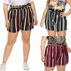 Elegante gestreifte Damen-Shorts mit Bindegürtel