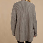 Damen lässiger Strickmantel mit oversized Schnitt und strukturiertem Gewebe EB