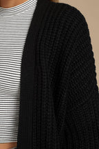 Damen lässiger Strickmantel mit oversized Schnitt und strukturiertem Gewebe EB