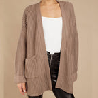 Damen lässiger Strickmantel mit oversized Schnitt und strukturiertem Gewebe EB