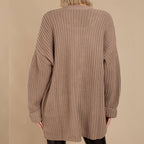 Damen lässiger Strickmantel mit oversized Schnitt und strukturiertem Gewebe EB