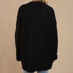 Damen lässiger Strickmantel mit oversized Schnitt und strukturiertem Gewebe EB