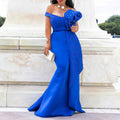 Damen Elegantes Abendkleid mit floralem Oberteil und schwingendem Saum EB