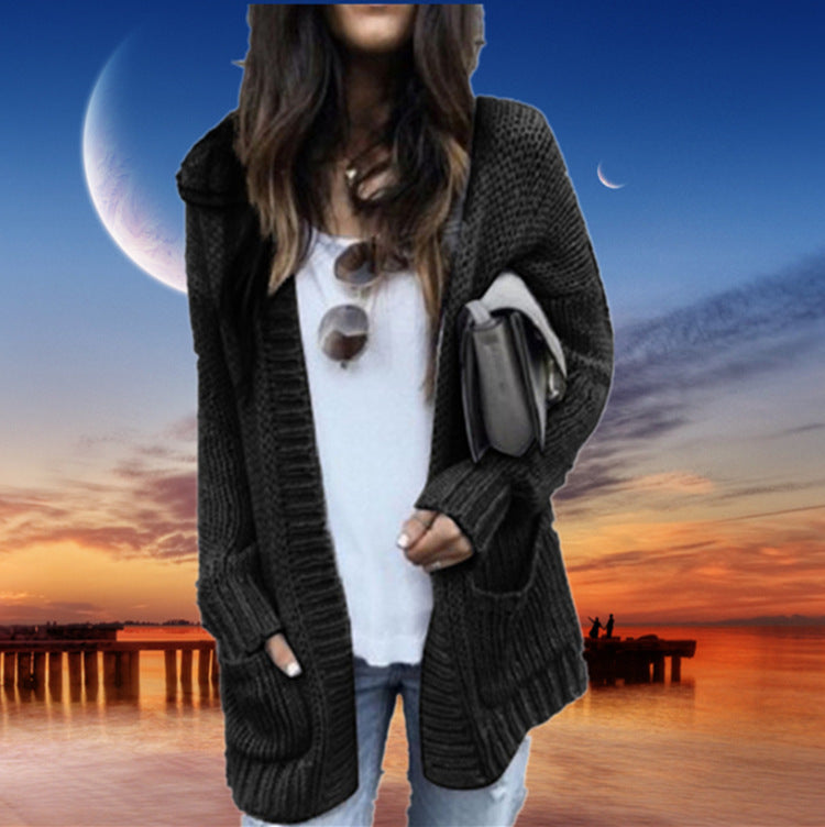 Damen Grobstrick-Cardigan mit aufgesetzten Taschen und lässigem Schnitt EB