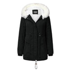 Damen modischer Winterparka mit abnehmbarem Kunstfellkragen und verstellbarem Taillenzug EB