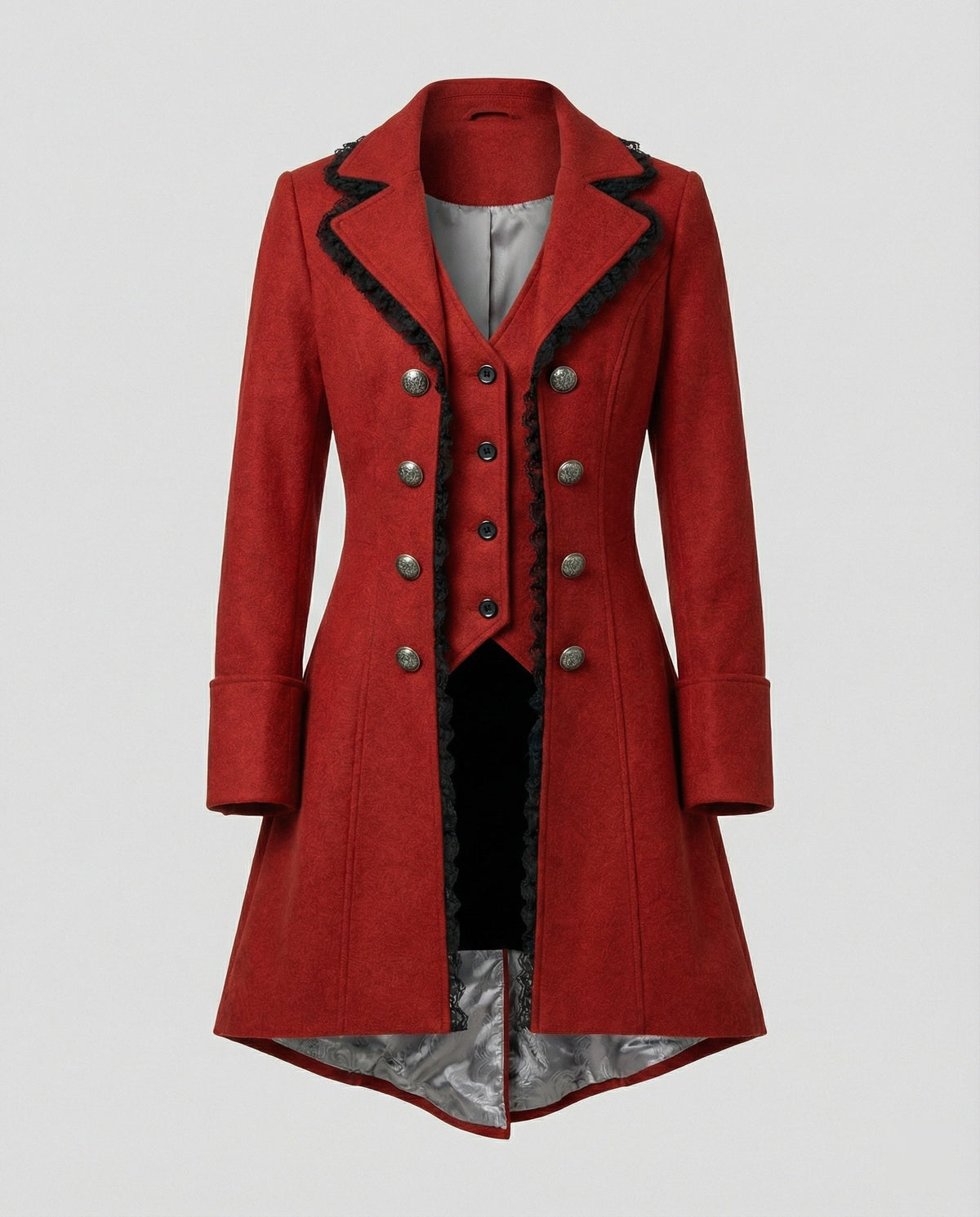 Damen historischer Kapuzenmantel mit eleganten Rüschen EB