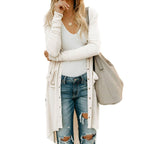 Damen Longstrickjacke mit Knopfdetails und praktischen Taschen EB