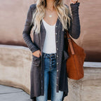 Damen Longstrickjacke mit Knopfdetails und praktischen Taschen EB