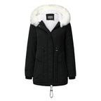 Damen modischer Winterparka mit abnehmbarem Kunstfellkragen und verstellbarem Taillenzug EB