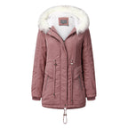 Damen modischer Winterparka mit abnehmbarem Kunstfellkragen und verstellbarem Taillenzug EB
