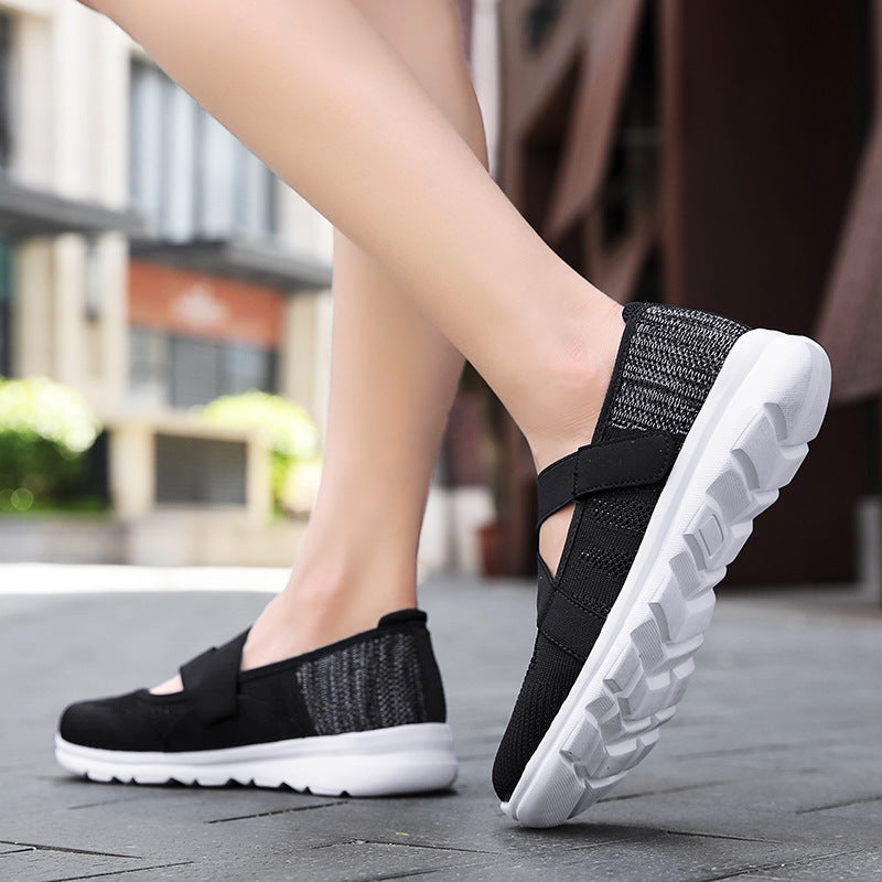 Damen Sportliche Slip-On Ballerinas mit elastischem Riemen EB
