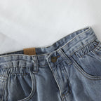 Damen High-Waist Denim-Shorts mit umschlagbarem Saum und elastischem Bund EB