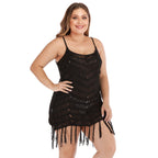 Damen eleganter Strandüberwurf mit Fransen EB