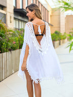 Damen luftiger Kaftan mit Fransen EB