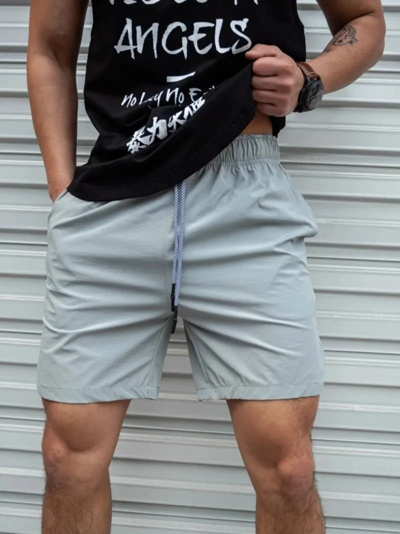 Atmungsaktive, einfarbige Badeshorts für Herren mit Kordelzug