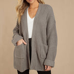 Damen lässiger Strickmantel mit oversized Schnitt und strukturiertem Gewebe EB