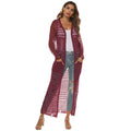 Damen luftiger Strickmantel mit durchbrochenem Design EB