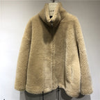 Damen gemütliche und kuschelige Fleecejacke mit hohem Kragen EB