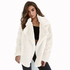 Damen Fleece-Mantel mit weitem Kragen und modischem Schnitt EB