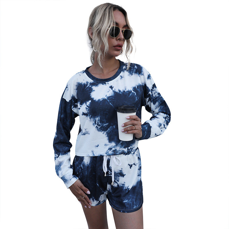 Zweiteiliges Lounge-Set aus Baumwollmischung mit Batik-Print