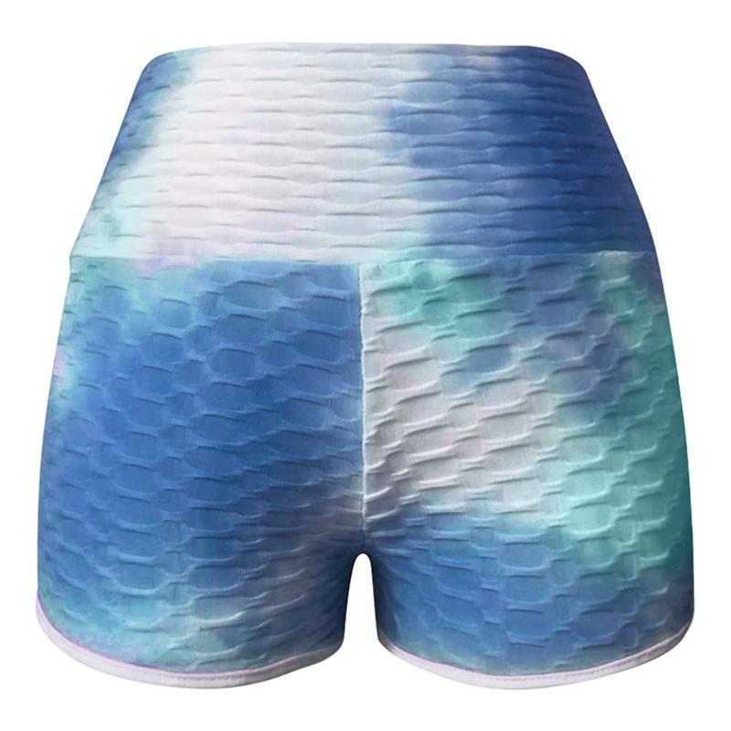 Tie-Dye Print High-Waisted Yoga Shorts