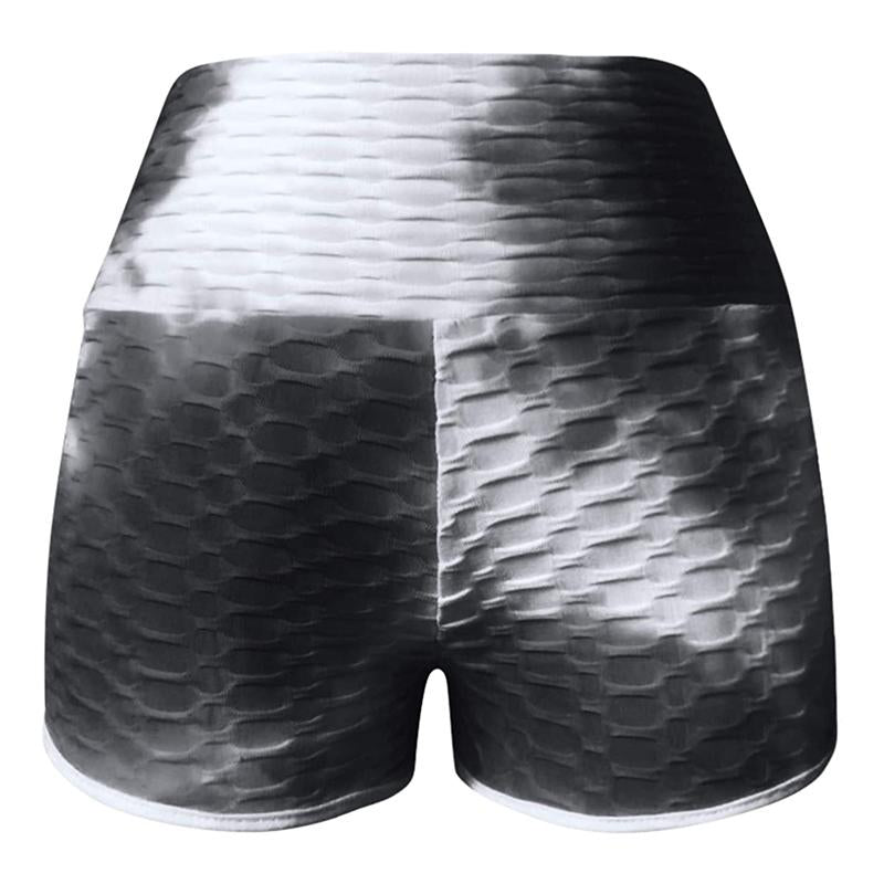 Tie-Dye Print High-Waisted Yoga Shorts