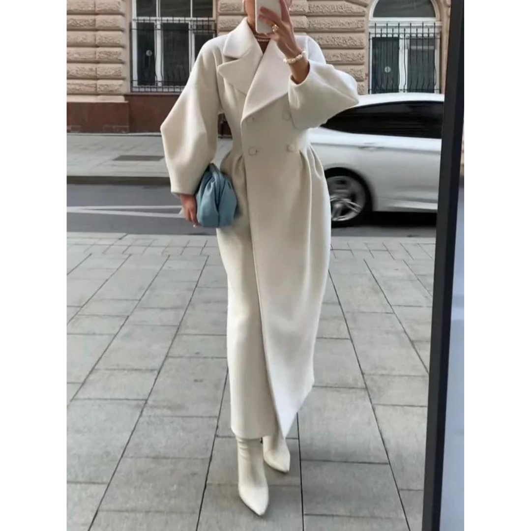 EB | Trenchcoat - Wollmischung - Doppelreiher - Langer und Eleganter Schnitt
