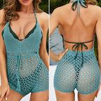 Damen Häkel-Strandoverall mit Bindegürtel und Quasten EB