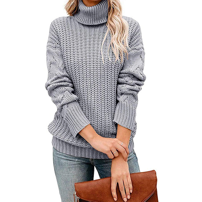 Damen Turtleneck Grobstrickpullover EB