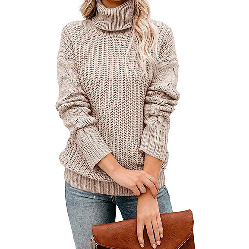 Damen Turtleneck Grobstrickpullover EB