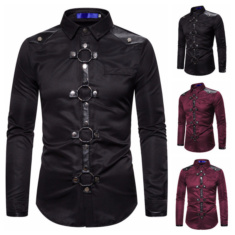 Herren Designerhemd mit eleganter Kunststoffgarnitur und kontrastierenden Belegen EB