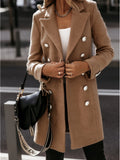 Damen eleganter Wollmantel mit doppelter Knopfleiste EB