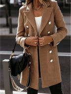 Damen eleganter Wollmantel mit doppelter Knopfleiste EB