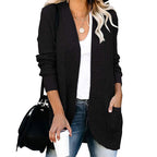Damen legerer Strickmantel mit Taschen und offenen Front EB