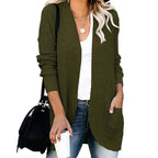 Damen legerer Strickmantel mit Taschen und offenen Front EB