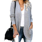 Damen legerer Strickmantel mit Taschen und offenen Front EB