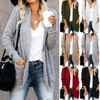 Damen legerer Strickmantel mit Taschen und offenen Front EB