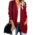 Damen legerer Strickmantel mit Taschen und offenen Front EB