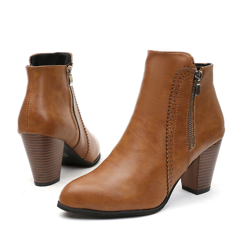 Damen Ankle Boots mit eleganter Schnürung und modischem Reißverschluss EB