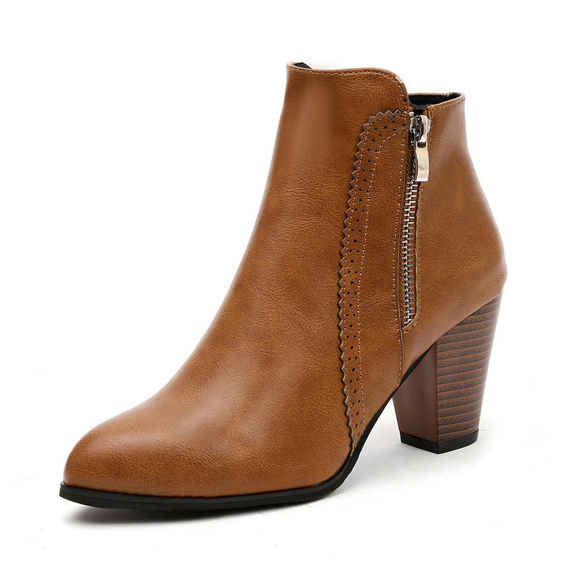 Damen Ankle Boots mit eleganter Schnürung und modischem Reißverschluss EB