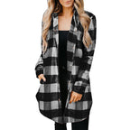 Damen Karierte Overshirtjacke aus weichem Stoff EB